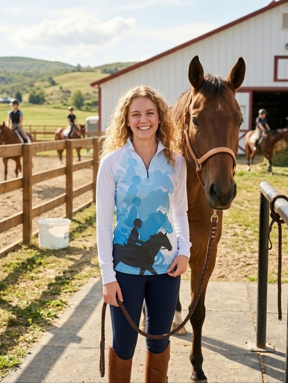 Noble equestrian Quarer Zip Graphic Performance Jersey Size Small - Picture 2 of 7